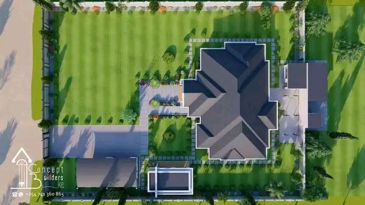 Aerial architectural plan of a completed residential property
